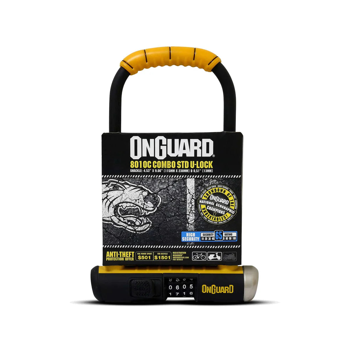 Candado OnGuard U-lock Bulldog Combo STD 115x230mm con Clave
