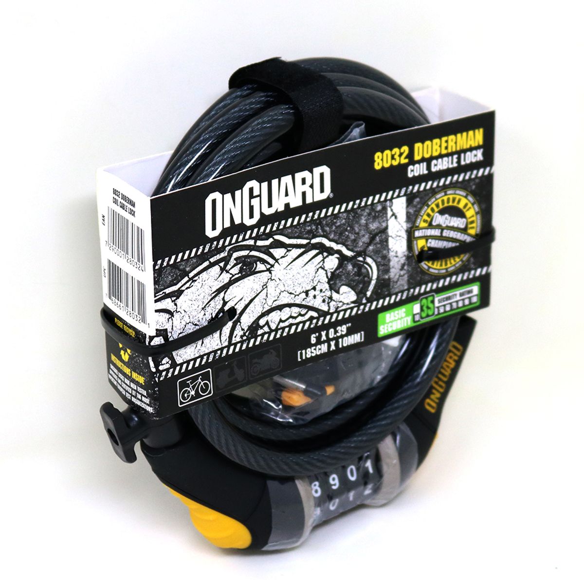 Candado OnGuard Llave Espiral Doberman 185cmX10mm